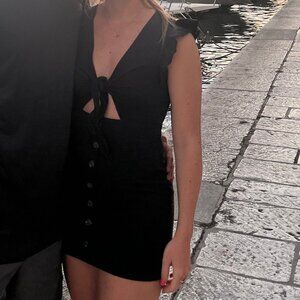 Blue cotton tie summer dress